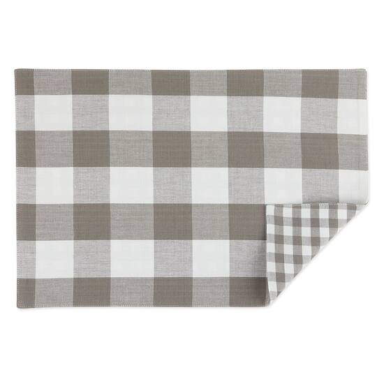 DII® Gray & White Reversible Gingham & Buffalo Check Placemat Set, 4ct.